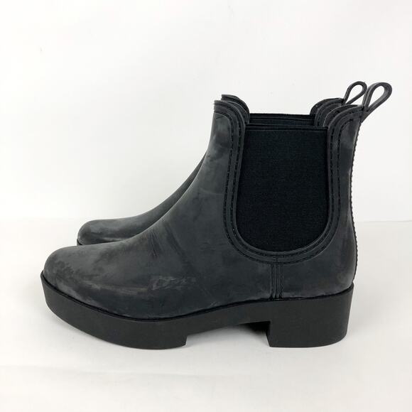 Jeffrey Campbell Womens Cloudy Chelsea Rain Boot 9 Black Round Toe Elastic Gores - Picture 5 of 10